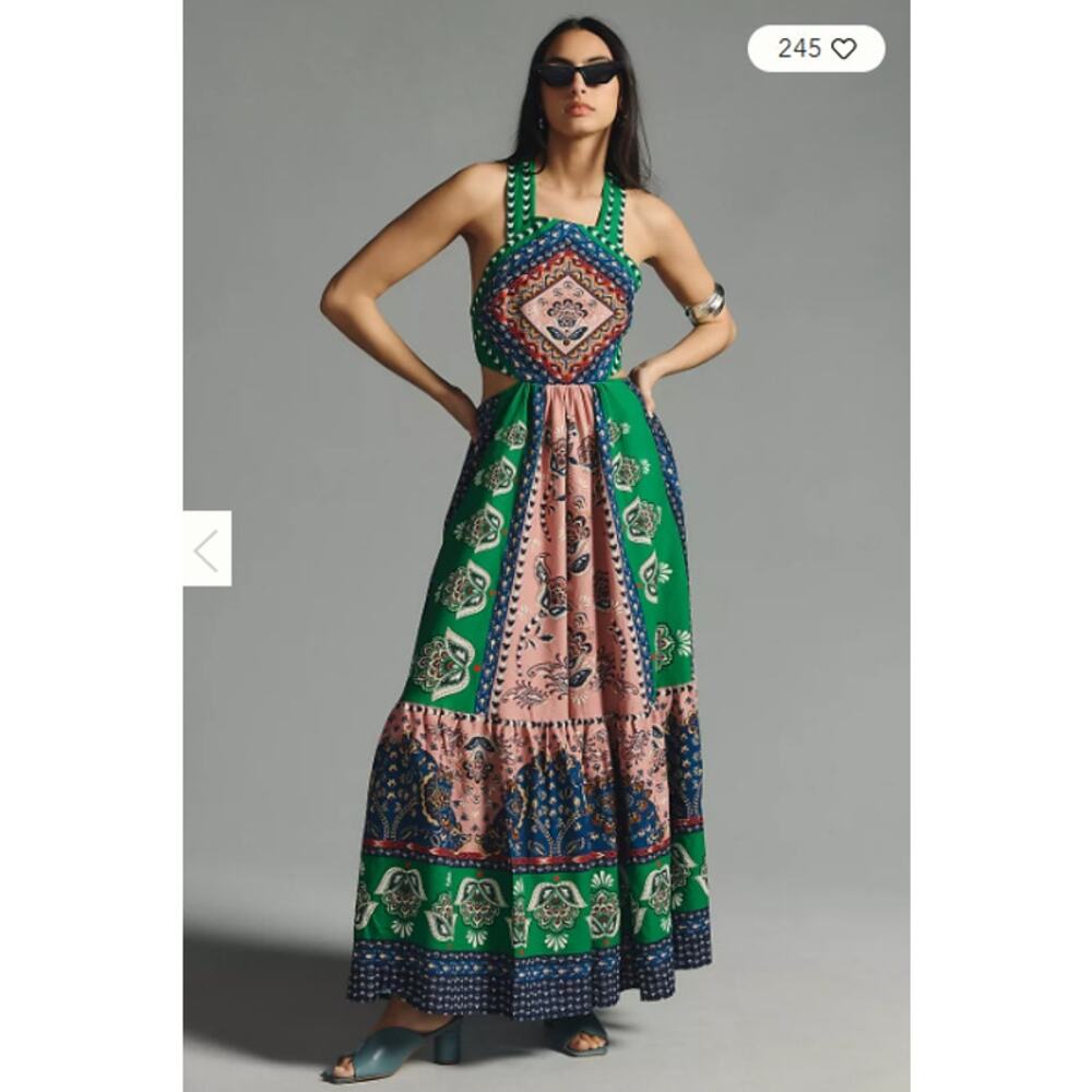 FARM Rio Multicolor Patchwork Maxi Dress